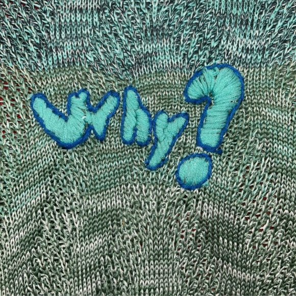 desigual "WHY?" embroidered back mixed patchwork cardigan sweater m 38 b… - Picture 3 of 4